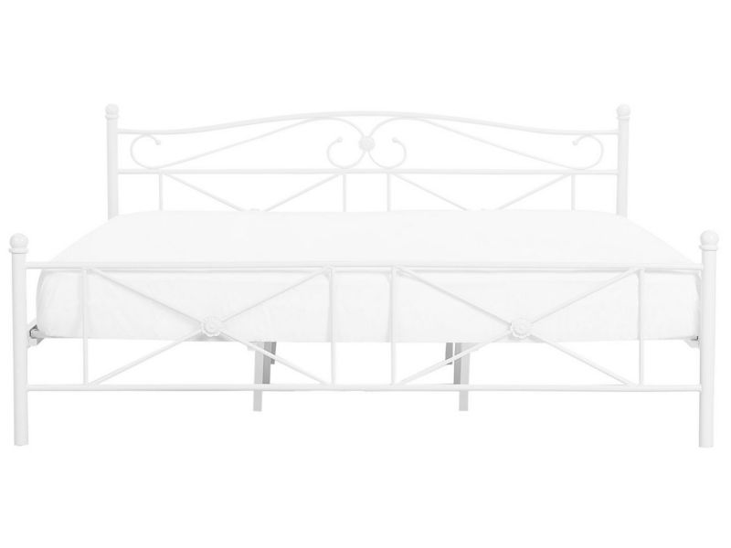Łóżko metalowe 180 x 200 cm białe Rodez 1 szt.