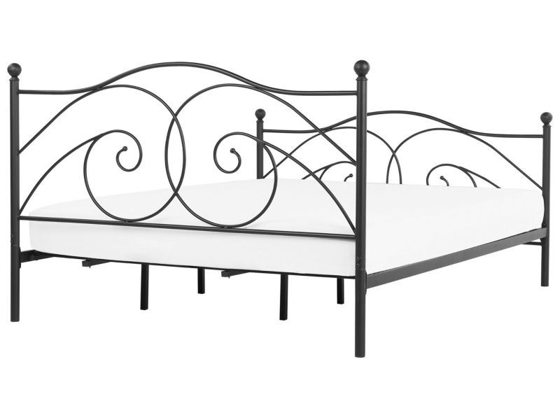 Łóżko metalowe 180 x 200 cm czarne Dinard 1 szt.