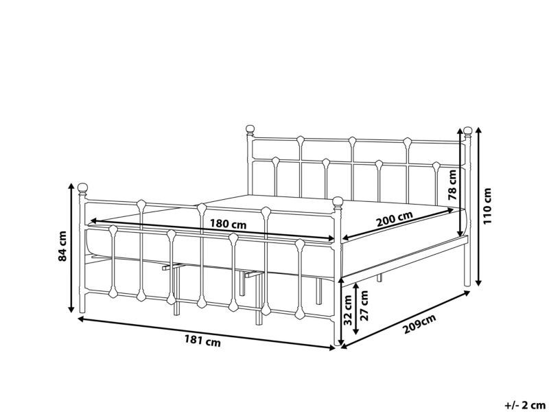 Łóżko metalowe 180 x 200 cm czarne Lynx 1 szt.