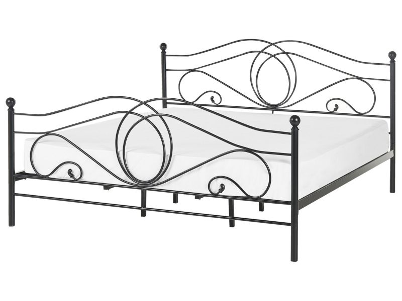 Łóżko metalowe 180 x 200 cm czarne Lyra 1 szt.