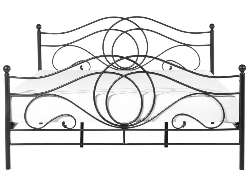 Łóżko metalowe 180 x 200 cm czarne Lyra 1 szt.