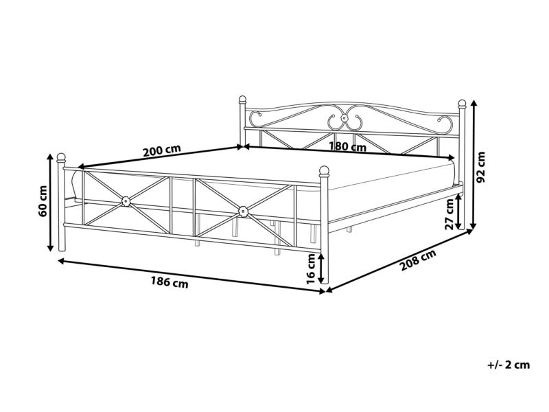 Łóżko metalowe 180 x 200 cm czarne Rodez 1 szt.