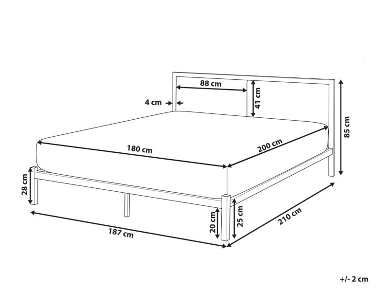 Łóżko metalowe 180 x 200 cm czarne z jasnobeżowym Clamart 1 szt.