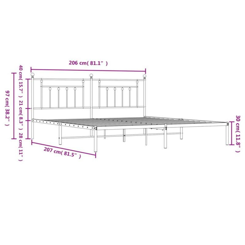 Łóżko metalowe WaszeMeble 200x200 cm czarna WM-353544 1 szt.