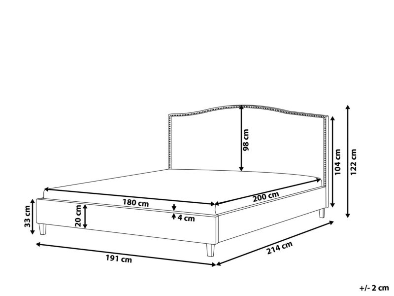 Łóżko Montpellier 180 x 200 cm LED  Biały 1 szt.