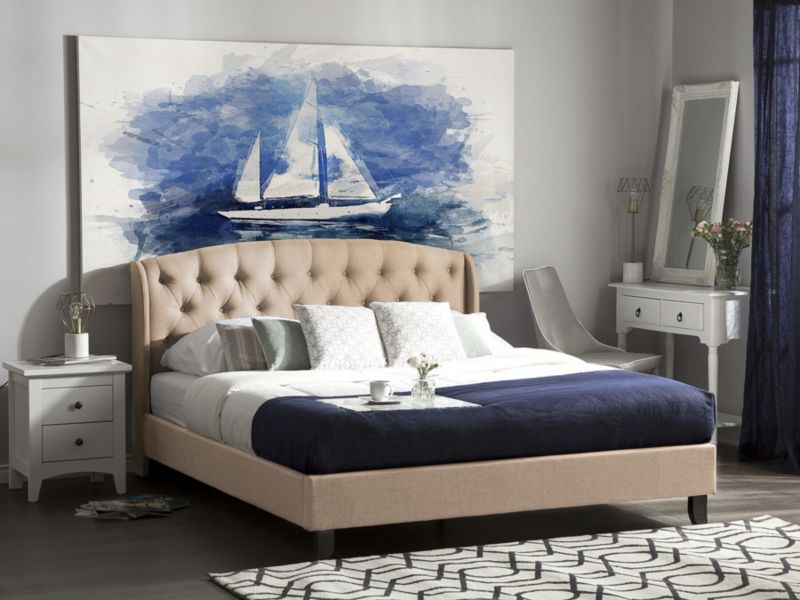 Łóżko tapicerowane 180 x 200 cm beżowe Bordeaux 1 szt.