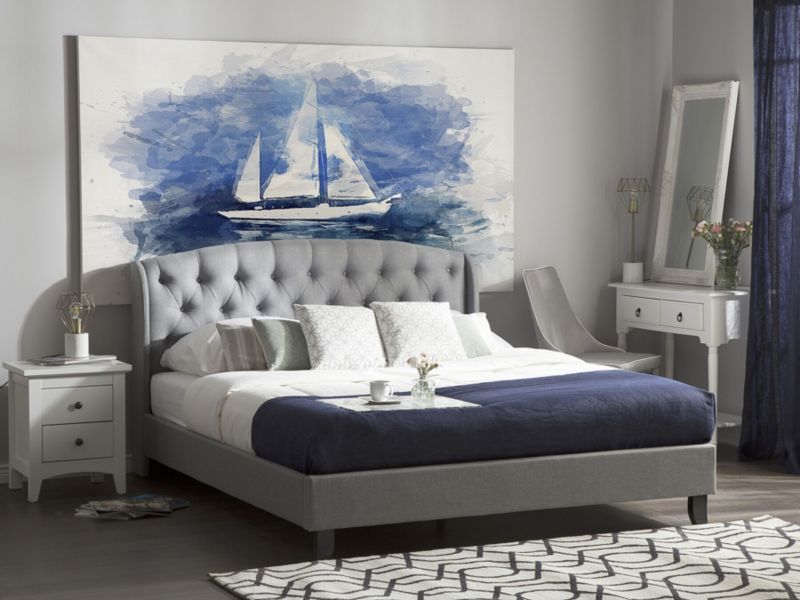 Łóżko tapicerowane 180 x 200 cm szare Bordeaux 1 szt.