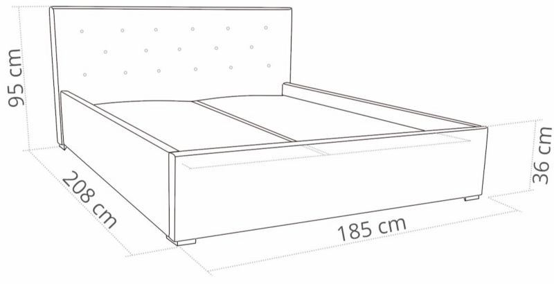 Łóżko tapicerowane 180x200 Bonni Star Szare 1 szt.