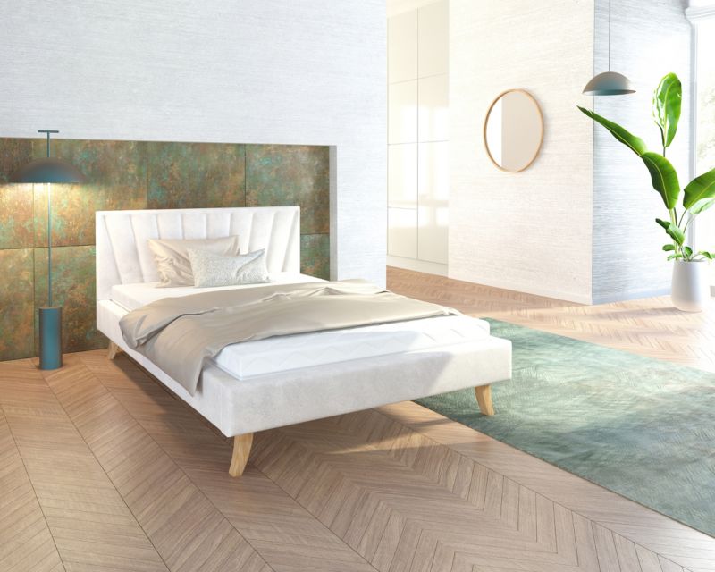 Łóżko tapicerowane MALMO 120x200 SPIJZDROWO białe z materacem 1 szt.