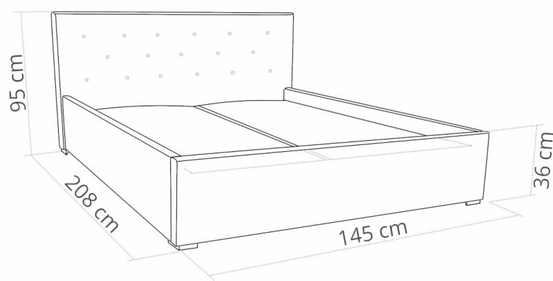 Łóżko Tapicerowane z Materacem 140x200 Bonni Star Szare 1 szt.