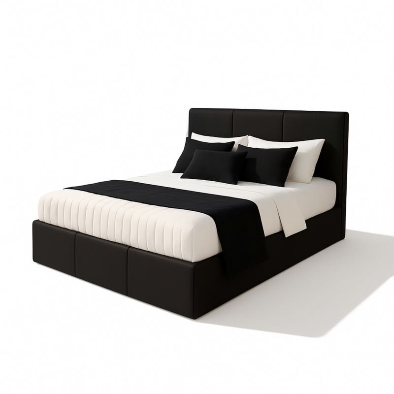 Łóżko tapicerowane z pojemnikiem Bonni VELORA 140x200 velvet czarne 1 szt.