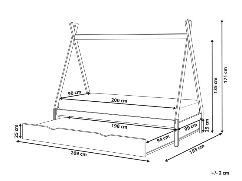 Łóżko wysuwane Drewno sosnowe TALMONTIERS  90 x 200 cm Biały 1 szt.