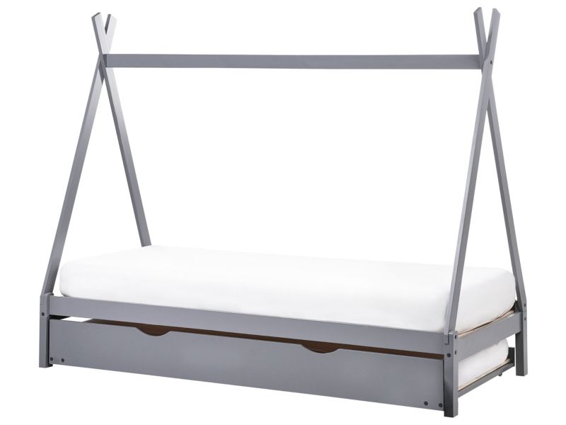 Łóżko wysuwane Drewno sosnowe TALMONTIERS  90 x 200 cm Szary 1 szt.