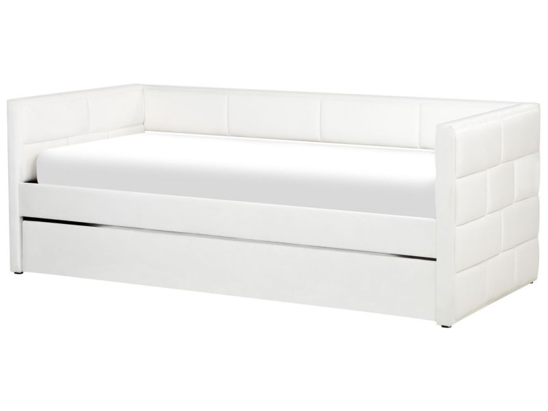 Łóżko wysuwane Welur Chavonne 90 x 200 cm Złamana biel 1 szt.