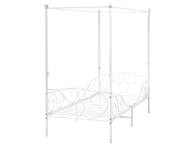 Łóżko z baldachimem Metal Sormery 90 x 200 cm Biały 1 szt.