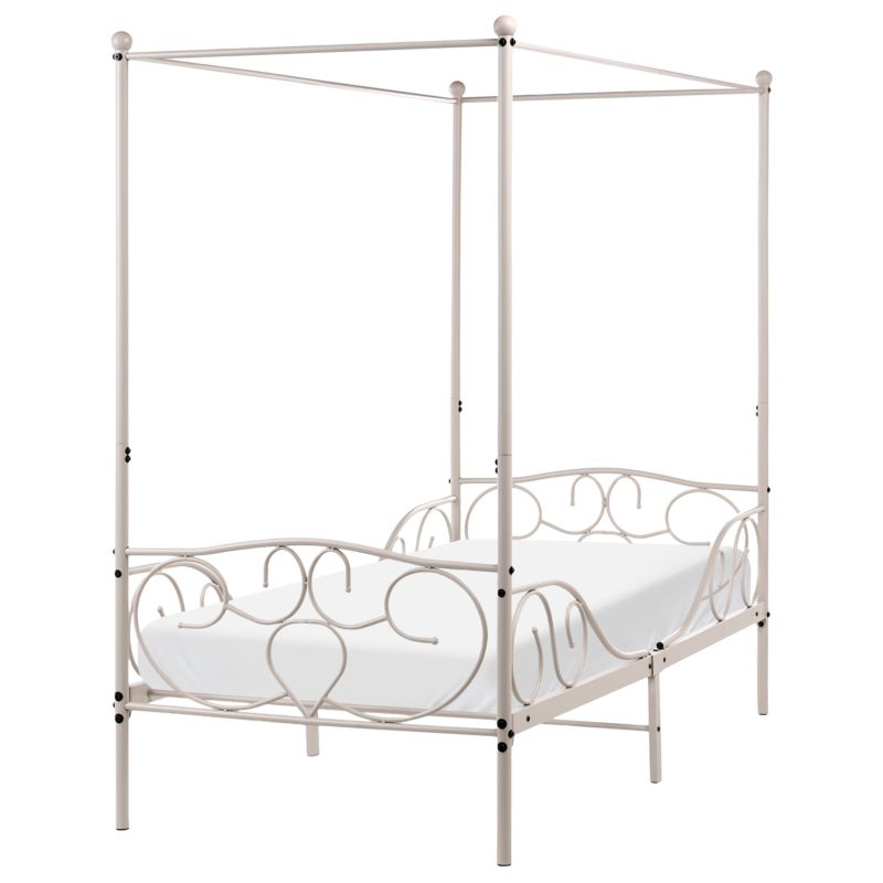 Łóżko z baldachimem Metal Sormery 90 x 200 cm Jasnobeżowy 1 szt.