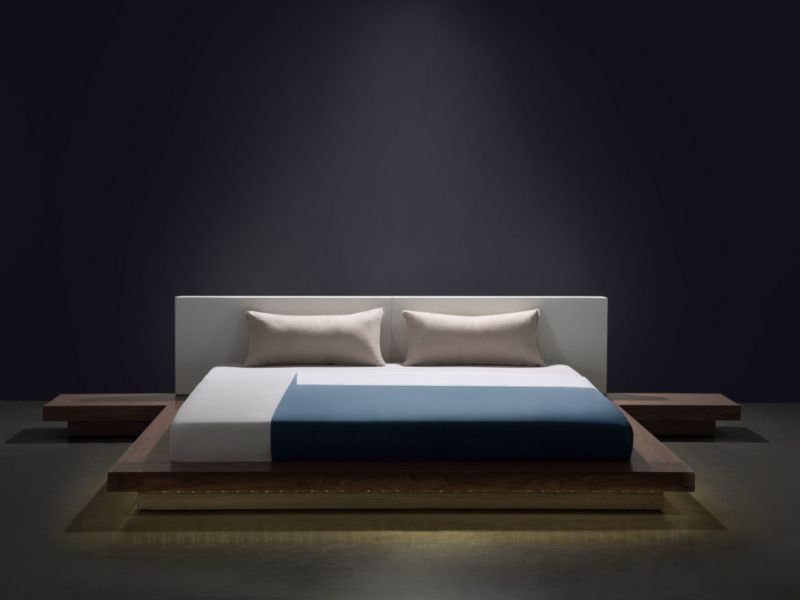 Łóżko z LED ekoskóra 180 x 200 cm brązowe Zen 1 szt.