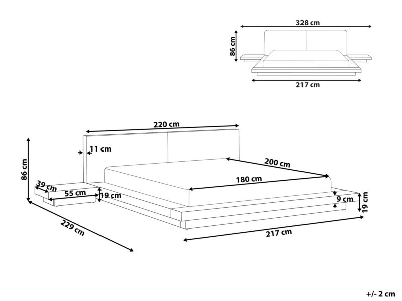Łóżko z LED ekoskóra 180 x 200 cm brązowe Zen 1 szt.