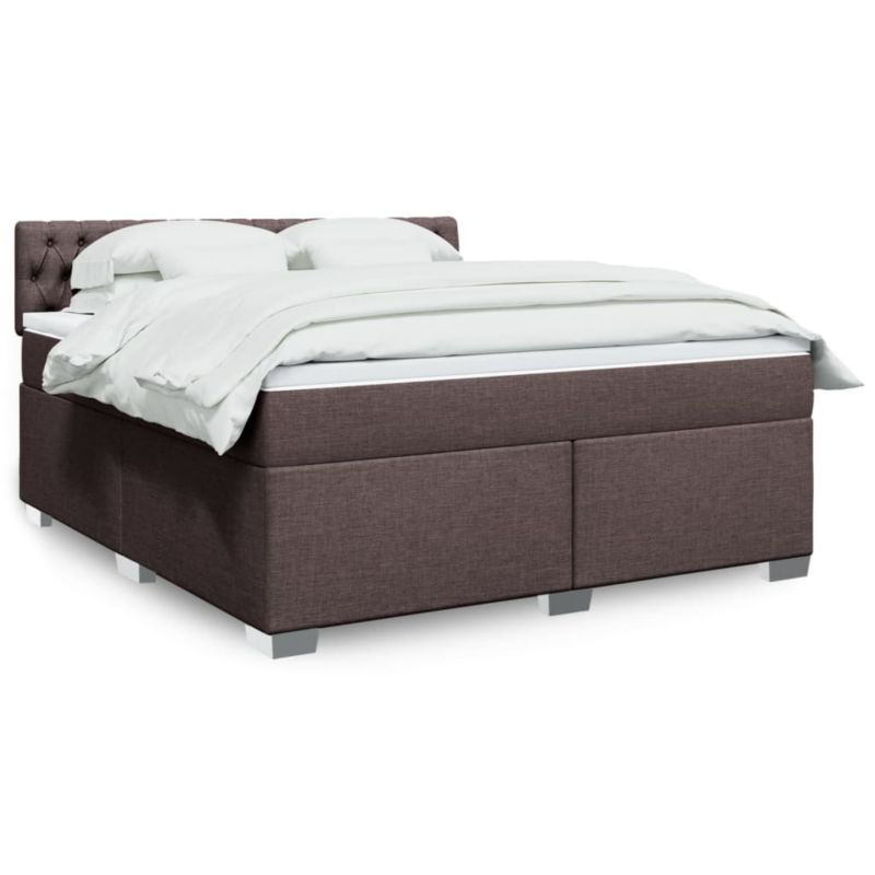 Łóżko z materacem WaszeMeble 180x200 cm Ciemny brąz tkanina z LED WM-3288277 1 szt.