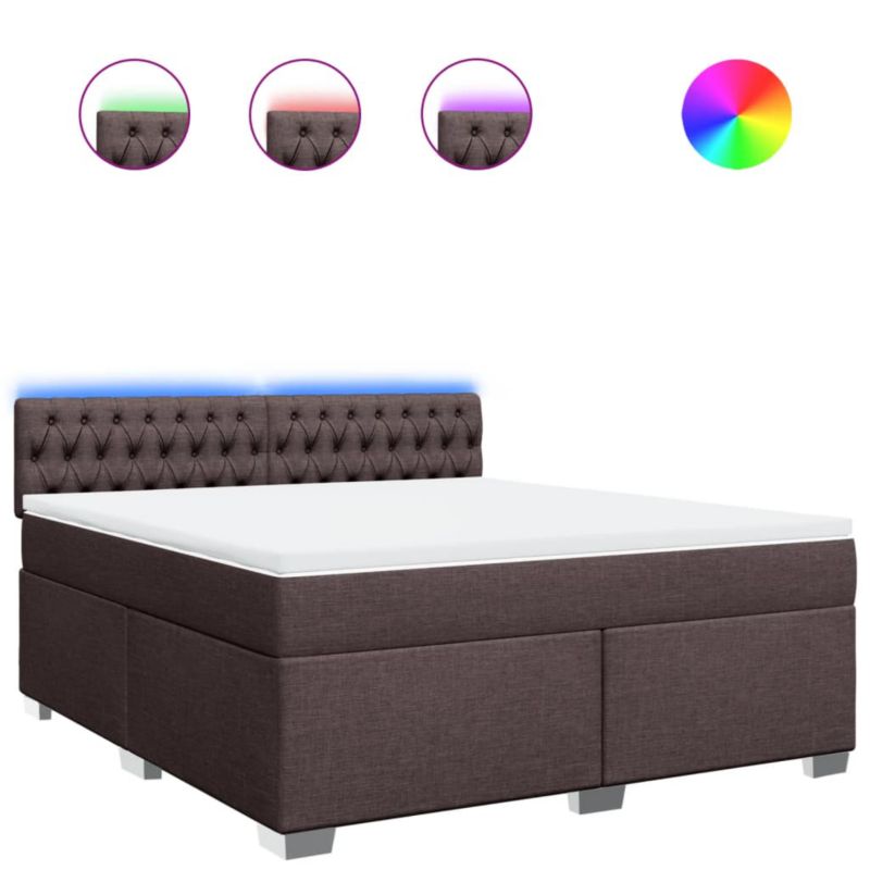 Łóżko z materacem WaszeMeble 180x200 cm Ciemny brąz tkanina z LED WM-3288277 1 szt.