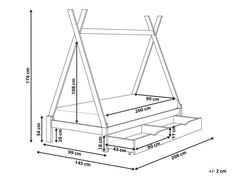 Łóżko z szufladami Drewno sosnowe Devay 90 x 200 cm Biały 1 szt.