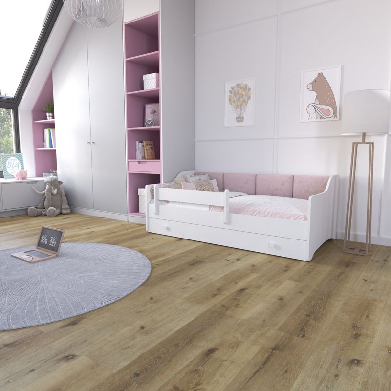 Łożko dziecięce Kobi ERYK z szufladą i barierką 160x80 panel rózowy 1 szt.