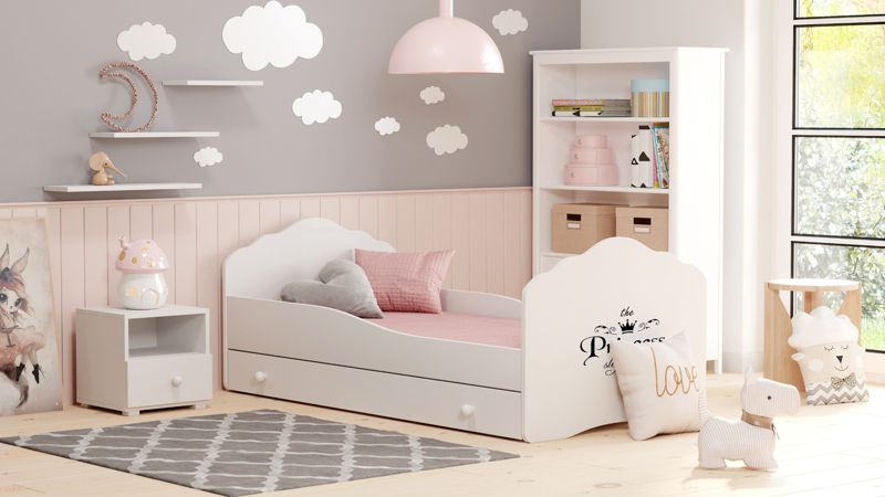 Łożko dziecięce Kobi FALA z szufladą i barierką 140x70 Princess 1 szt.