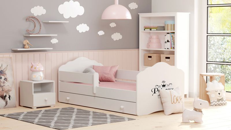 Łożko dziecięce Kobi FALA z szufladą i barierką 160x80 Princess 1 szt.
