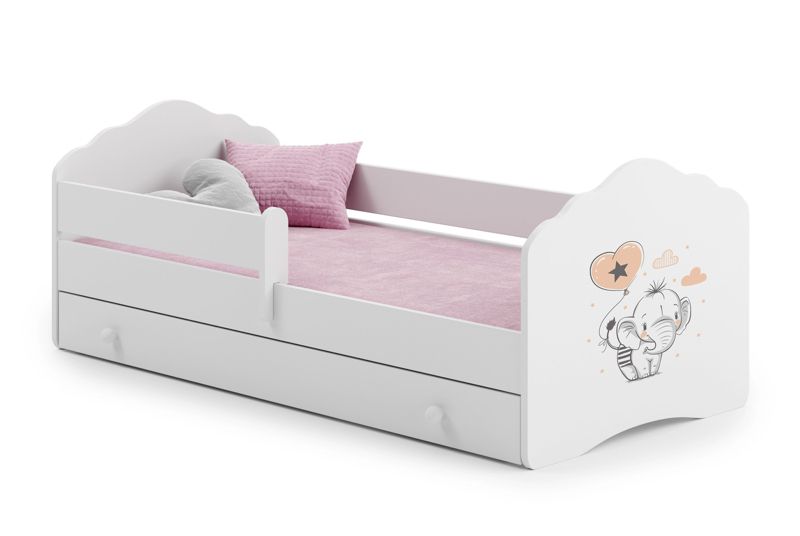 Łożko dziecięce Kobi FALA z szufladą i barierką 160x80 Słonik 1 szt.