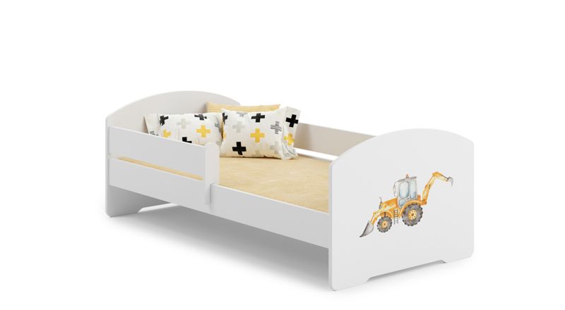 Łożko dziecięce Kobi LUK z barierką 140x70 Kobi Żółta koparka 1 szt.
