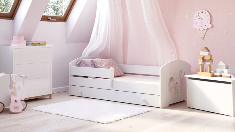 Łożko dziecięce Kobi LUK z szufladą i barierką 160x80 Kobi Dziewczynka z jednorożcem 1 szt.