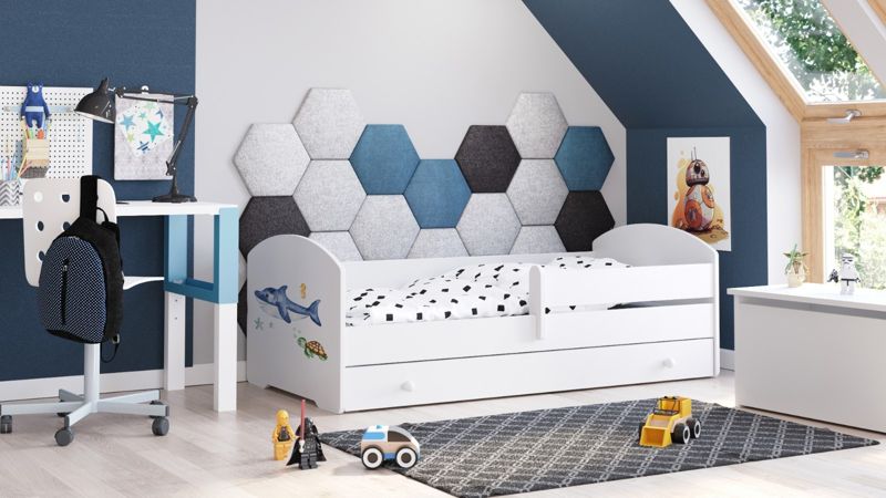 Łożko dziecięce Kobi LUK z szufladą i barierką 160x80 Kobi Rekin 1 szt.