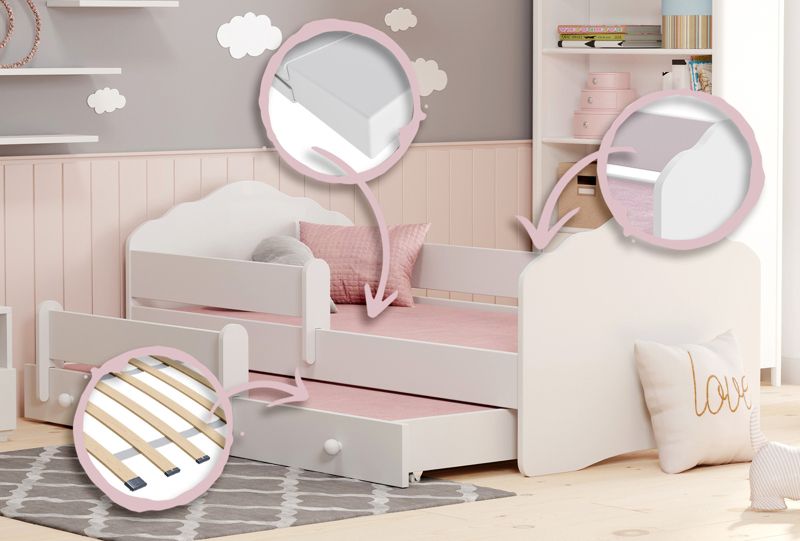 Łożko podwójne Kobi FALA z szufladą i barierką 160x80 1 szt.