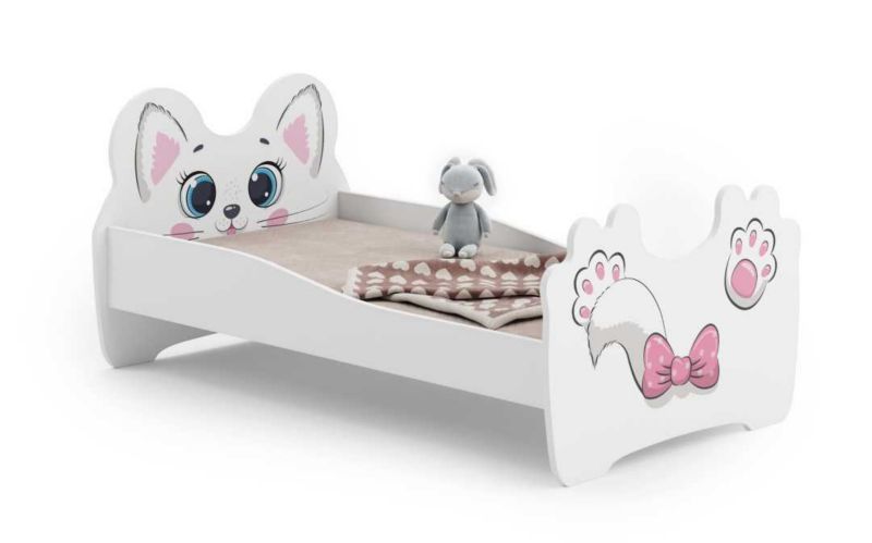 Łożko pojedyncze Kobi Pink Cat 160x80 z materacem 1 szt.