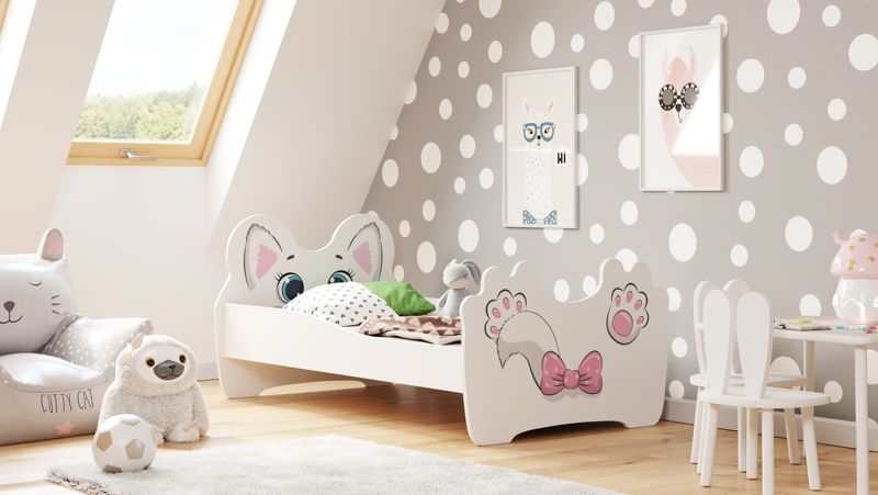 Łożko pojedyncze Kobi Pink Cat 160x80 z materacem 1 szt.