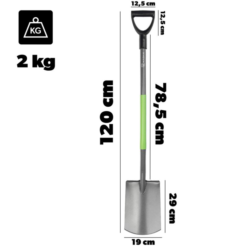 Łopata KADAX Szpadel Prosty 120cm metalowy Ogrodowy Ergonomiczny Solidny 1szt.