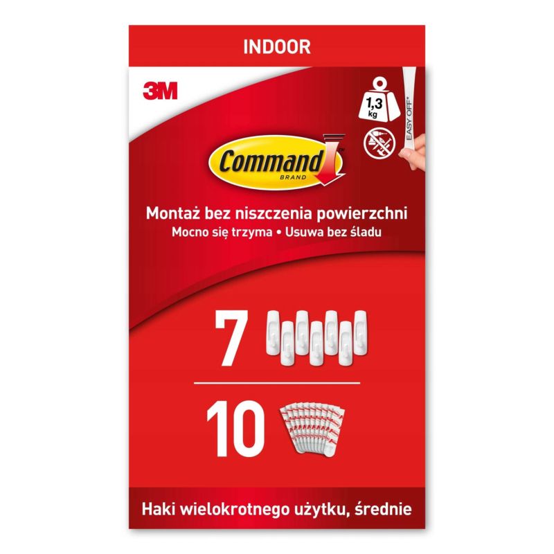 Średni haczyk 3M™ Command™ 7 haczyków 10 pasków