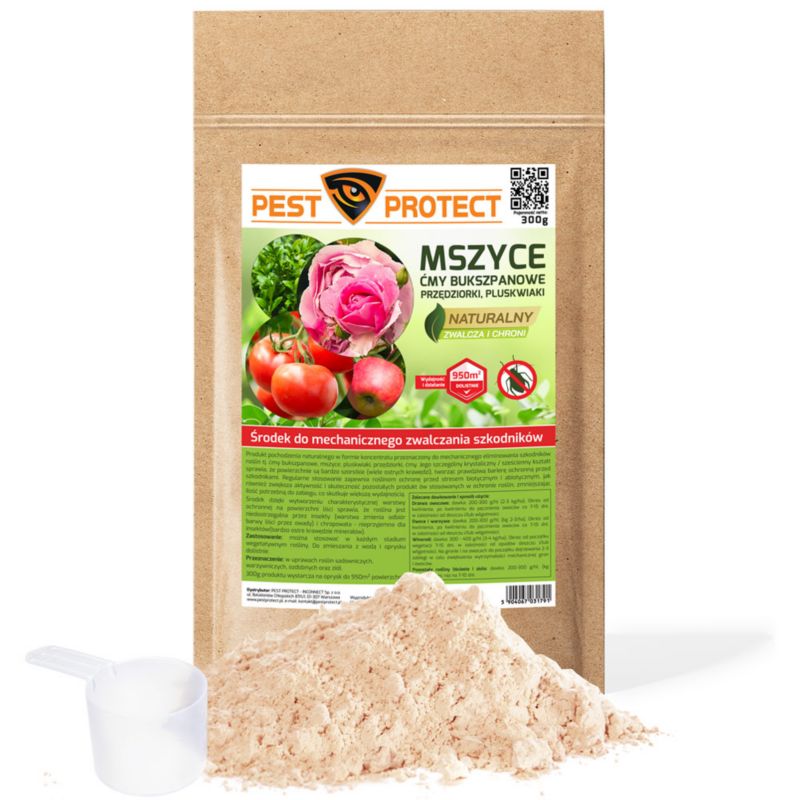 Środek na Mszyce PEST PROTECT 300g Naturalny Preparat do Róż Kwiatów na Drzewach Owocowych, 1szt.