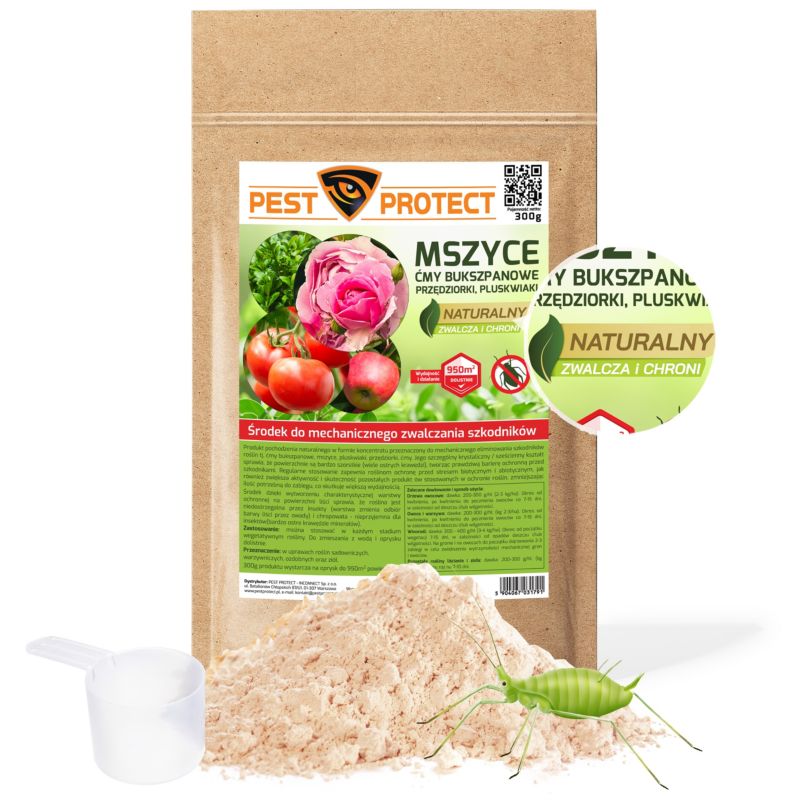 Środek na Mszyce PEST PROTECT 300g Naturalny Preparat do Róż Kwiatów na Drzewach Owocowych, 1szt.