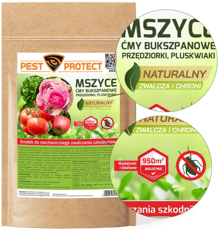 Środek na Mszyce PEST PROTECT 300g Naturalny Preparat do Róż Kwiatów na Drzewach Owocowych, 1szt.