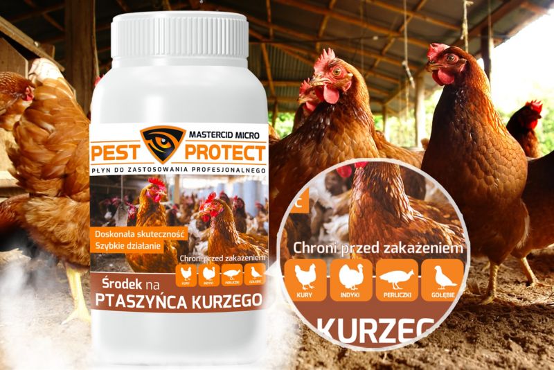 Środek na Ptaszyńca Kurzego PEST PROTECT 250ml Zwalczanie u Kur Ptaszyniec Piórojad Wszy Kurze, 1szt.
