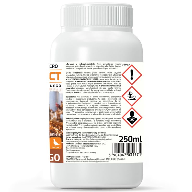 Środek na Ptaszyńca Kurzego PEST PROTECT 250ml Zwalczanie u Kur Ptaszyniec Piórojad Wszy Kurze, 1szt.