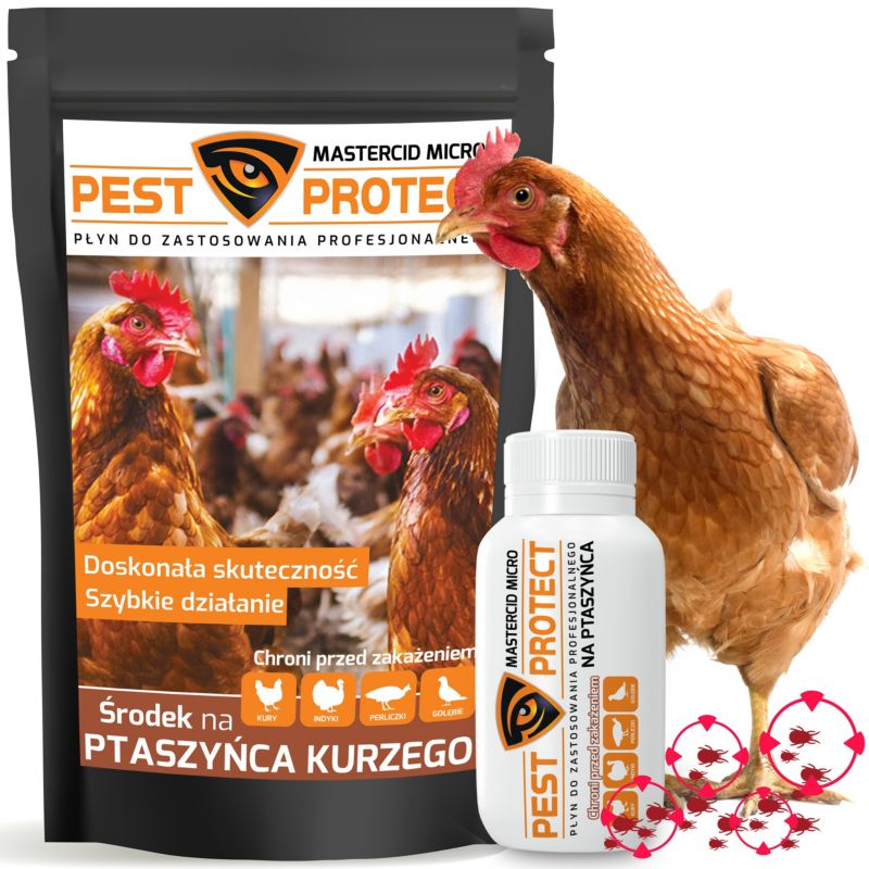 Środek na Ptaszyńca Kurzego PEST PROTECT 30ml Zwalczanie u Kur Ptaszyniec Piórojad Wszy Kurze, 1szt.