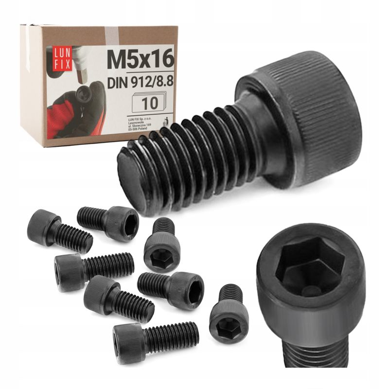 Śruba imbusowa Lun Fix DIN 912 czarna M5 16 mm kl. 8.8 10szt.