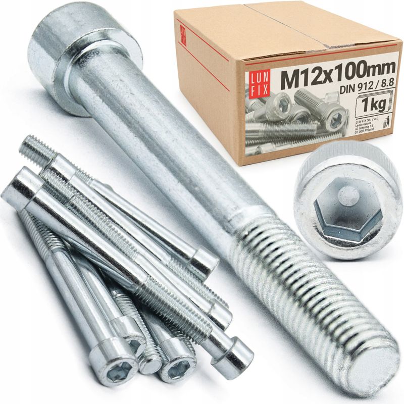 Śruba imbusowa Lun Fix DIN 912 M12 100 mm kl. 8.8 1kg