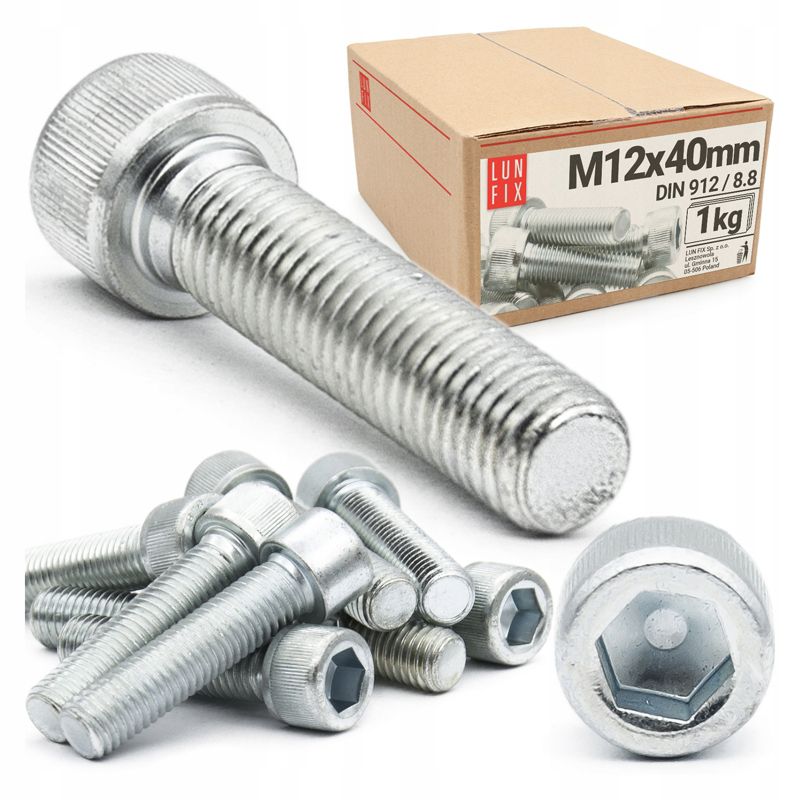 Śruba imbusowa Lun Fix DIN 912 M12 40 mm kl. 8.8 1kg