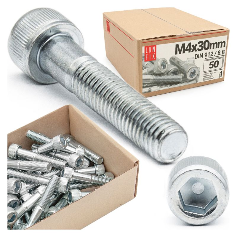 Śruba imbusowa Lun Fix DIN 912 M4 30 mm kl. 8.8 50szt.