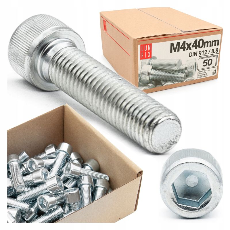 Śruba imbusowa Lun Fix DIN 912 M4 40 mm kl. 8.8 50szt.