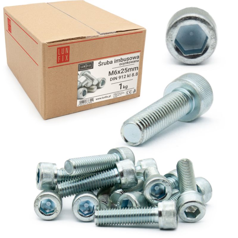 Śruba imbusowa Lun Fix DIN 912 M6 25 mm kl. 8.8 1kg
