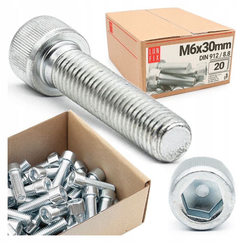 Śruba imbusowa Lun Fix DIN 912 M6 30 mm kl. 8.8 20szt.